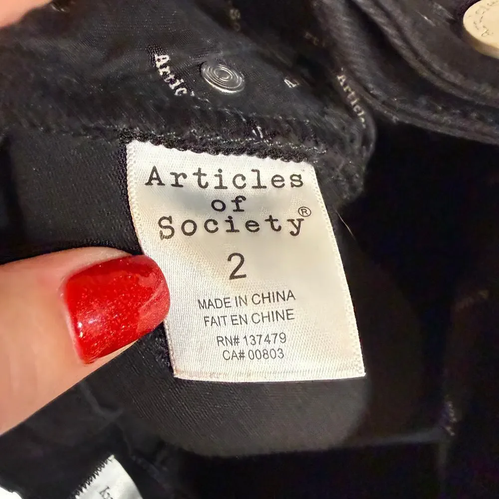 Articles of society womens black denim skinnny jeans size 2